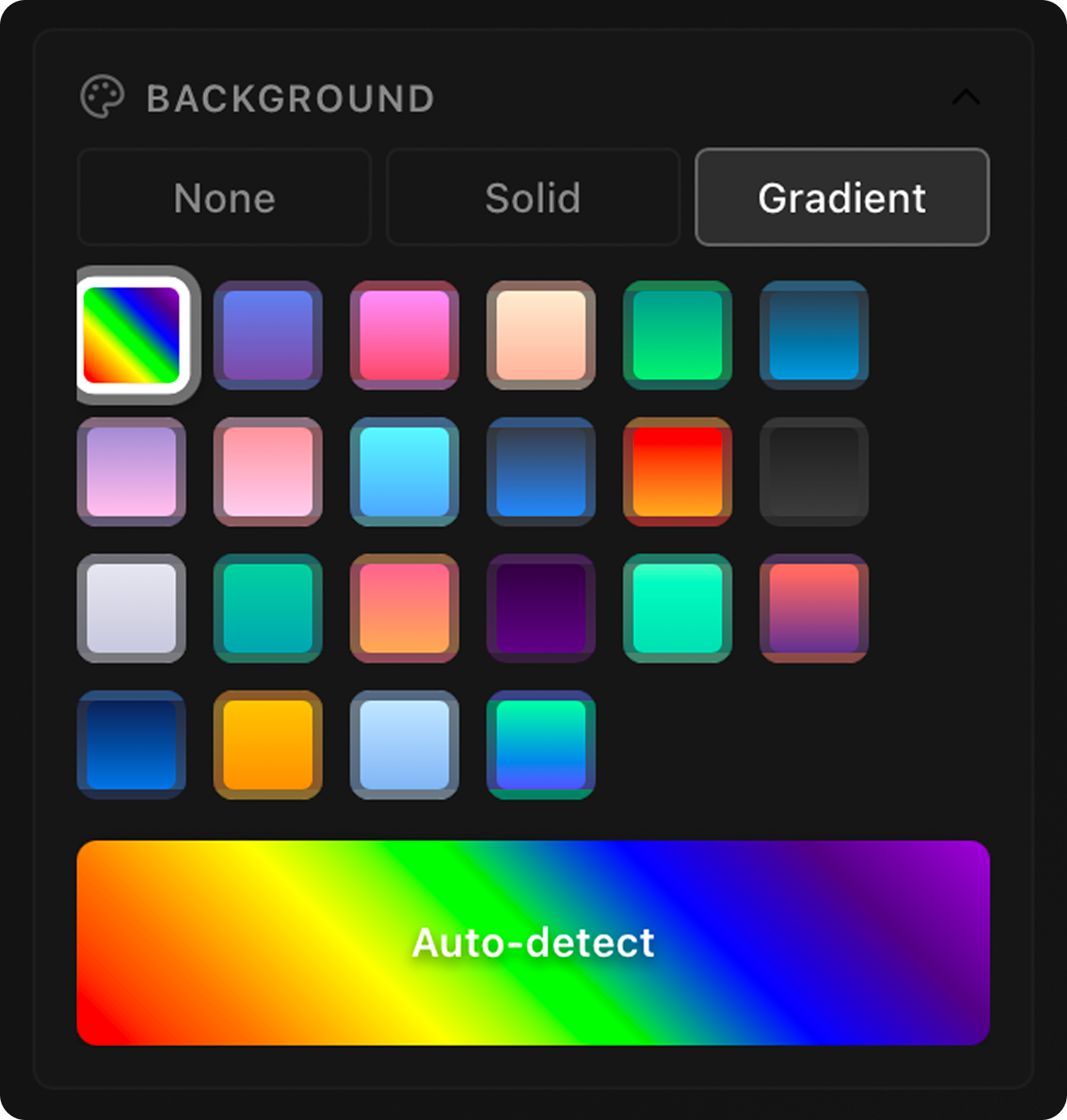 Gradient background options